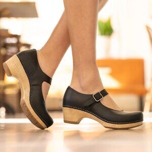 Dansko Lilah Black Oiled Pull Up Mary Jane, Size 39